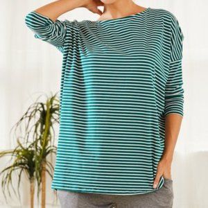 Green & White Stripe Boatneck Tunic - 4X